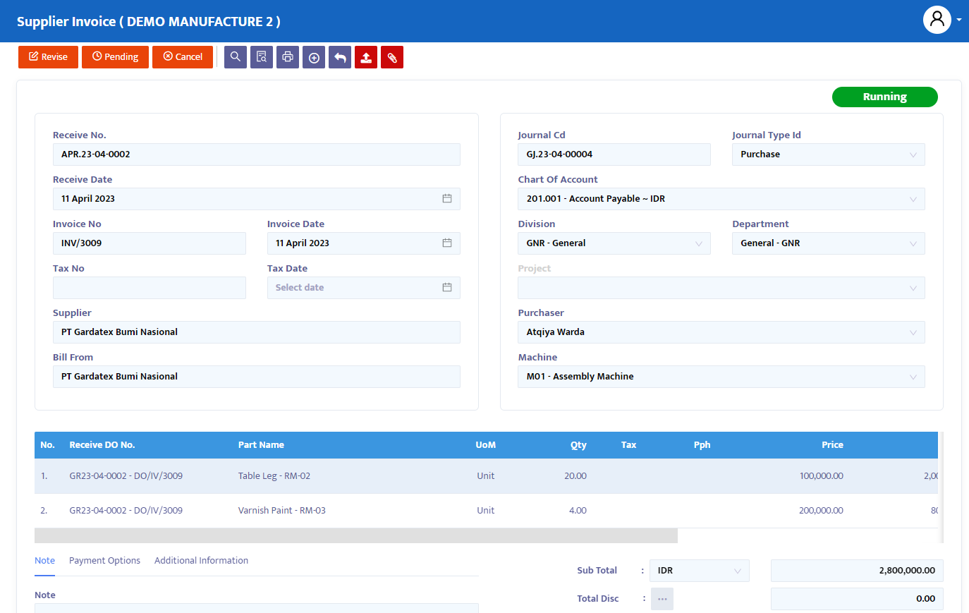 Supplier Invoice