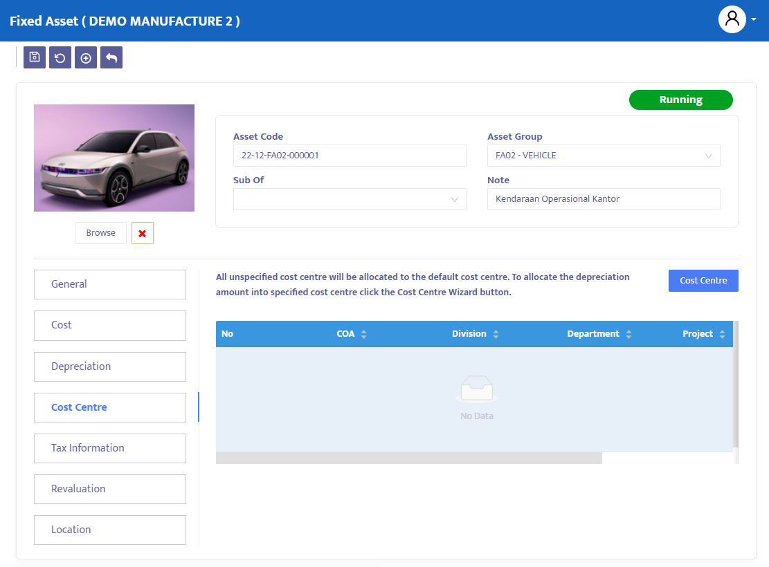 Registering Fixed Asset Details